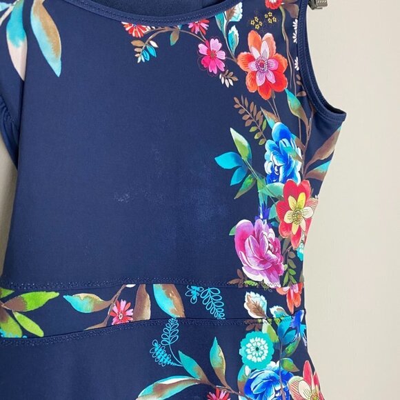 Johnny Was One Shoulder Bloom One Piece Swim Suit Womens Small Blue - Picture 4 of 9